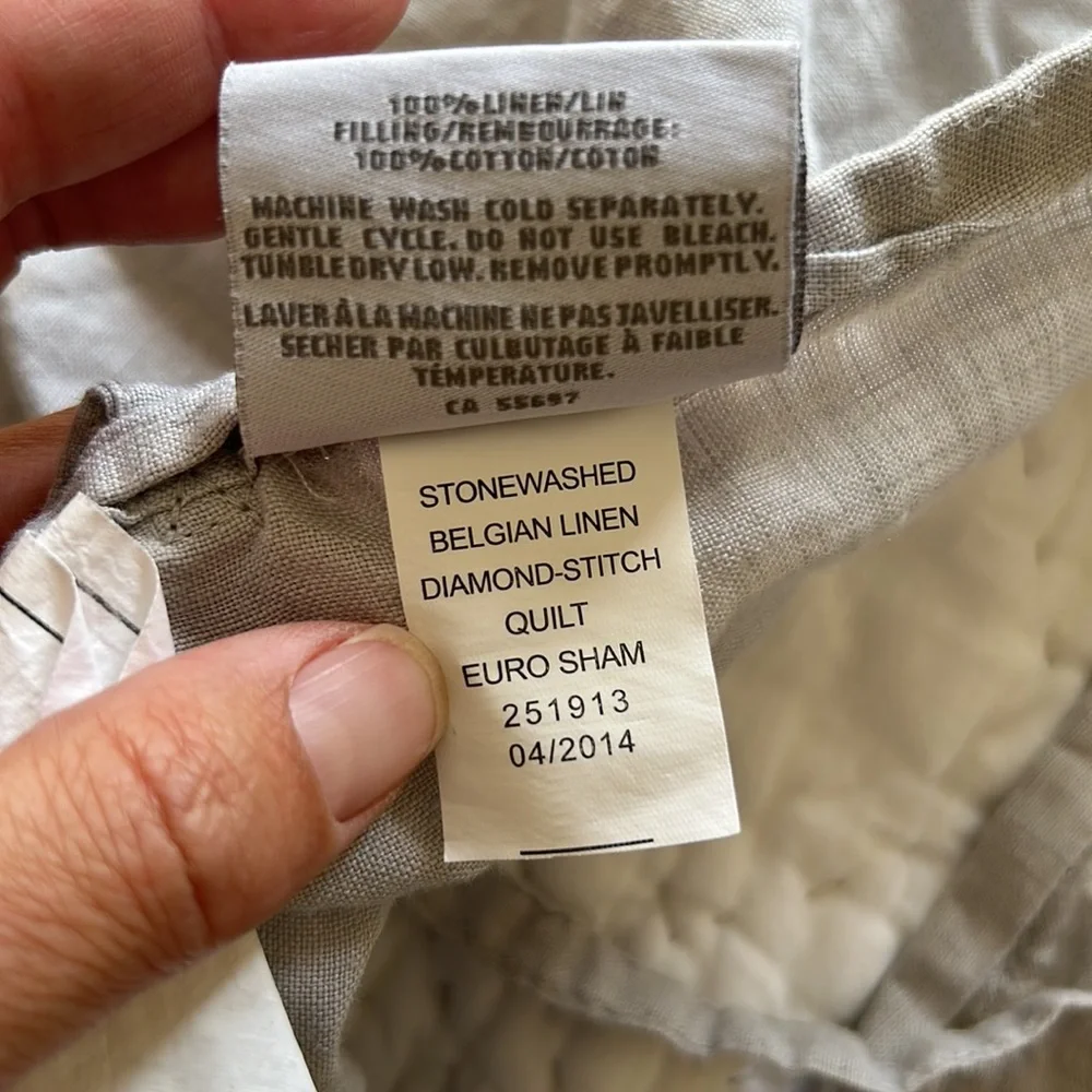 RH Belgian Washed Linen diamond quilt sham (Euro)